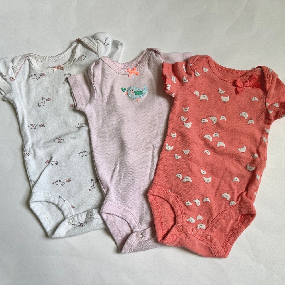 Baby Girl Clothing Bundle of 3 NB baby girl onesies